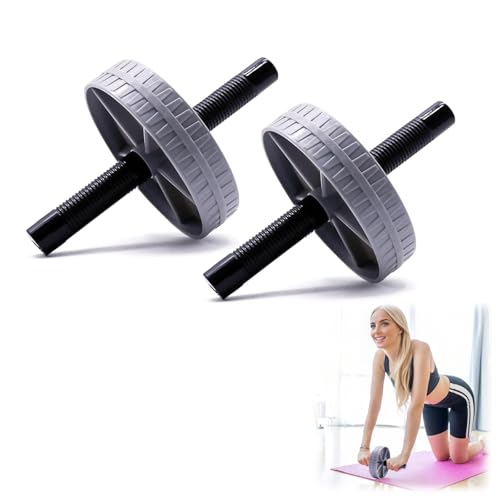 Ab Roller Wheel - Core Fitness Wheel, Abs Workout Roller, Ab Workout Equipment for Abdominal & Core Strength Training, Automatic Rebound Abdominal Muscle Wheel for Men Women - color: Grey_2pc