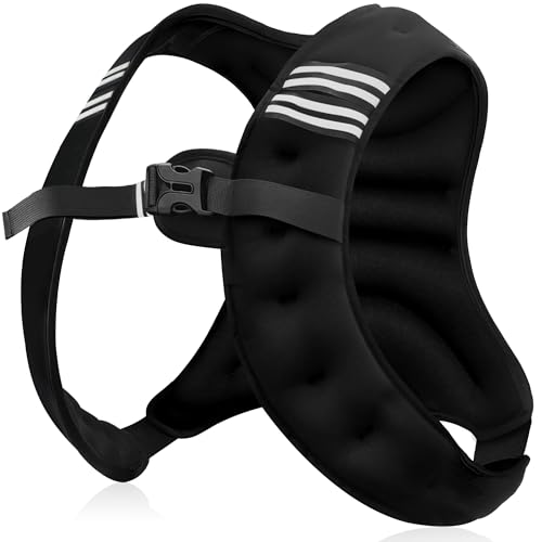 NATURELUX Weighted Vest Men or Women - 5/10/15/20/25/30lbs Weights with Reflective Stripe, Weighted Vest for Workout Equipment for Strength Training Running - Walking Weight Loss - color: Black, size: 10 lbs