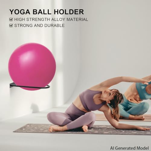Stability Ball Holder Wall Mount - Heavy Duty Exercise & Yoga Ball Storage Rack for Home, Yoga Studios, and Commercial Gyms - Space-Saving Design for Stability Balls up to 85cm(Black 1-Pack)