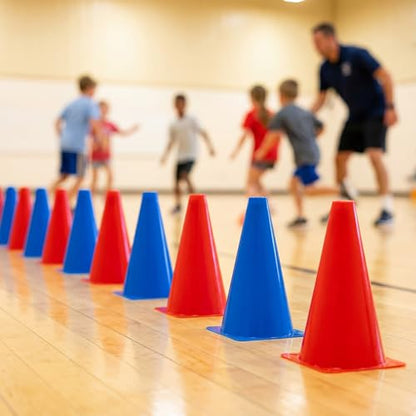 Hoteam 30 Pcs Traffic Cones Plastic Sport Agility Train - color: Red,Blue, size: 9inch