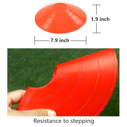 Soccer Cones (Set of 50), Agility Training Disc Cone with Carry Bag and Holder for Drilling Football Basketball Sports Field Markers,