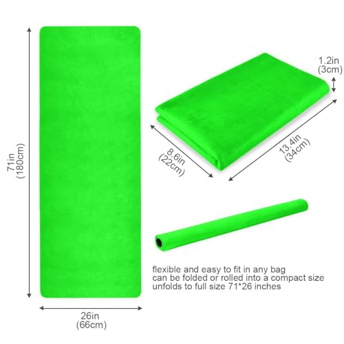 Yoga Mat Neon Green Solid Color 1 mm Non‑Slip Fitness Exercise Mat Lightweight Travel Workout Mat for Gym, Pilates & Stretching, Incluede Storage Bag