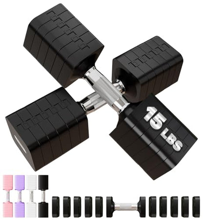 Adjustable Dumbbell Set for Women Men 7.5LB/10LB/15LB/20LB/25LB Each - color: Black, style: 15LB Each [30 LBS Total]