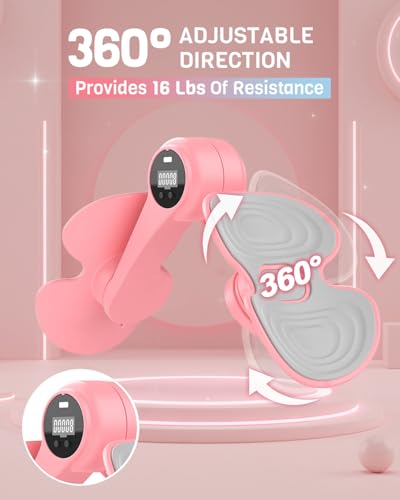 Thigh Trainer for Women with 3 Resistance Bands, Inner Thigh Exerciser with Screen, Pelvic Floor Exercise Device, Kegel Exerciser for Pelvic Strengthening, Home Workout Equipment