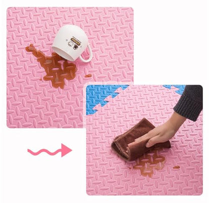 12''x12'' EVA Foam Puzzle Play Mat,5 Pack Interlocking Floor Tiles for Home Gym,Bedroom Crawling Mats Non-Slip Interlocking Carpet Soft Area Rug (Red,0.4'' Thick)