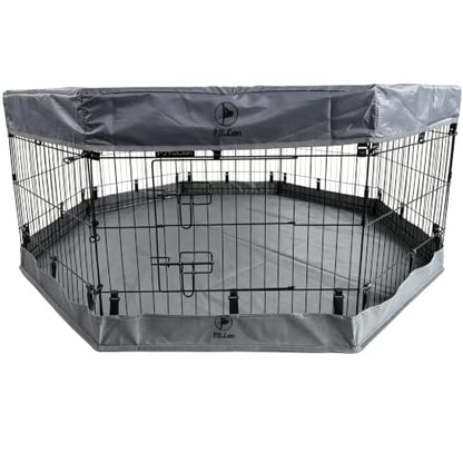 PJYuCien Puppy Playpen with Top Cover & Bottom Pad, 8 Panels 24" H, Gray - color: Gray, size: X-Small Pen: 24-Inch High