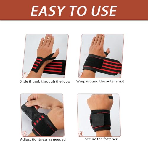 Wrist Wraps 18" Thumb Loop Straps for Powerlifting & Bench Press - color: Orange