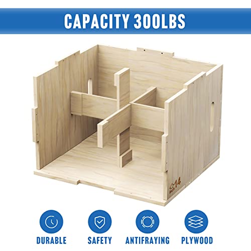 Elevens 3 in 1 Wooden Plyo Box Jump Box Plyometric Box for Jumping Trainer, Skipping, Jumping, Lunges, Box Jumps, Squats, Step-Ups, Dips - color: 20"x14"x16"