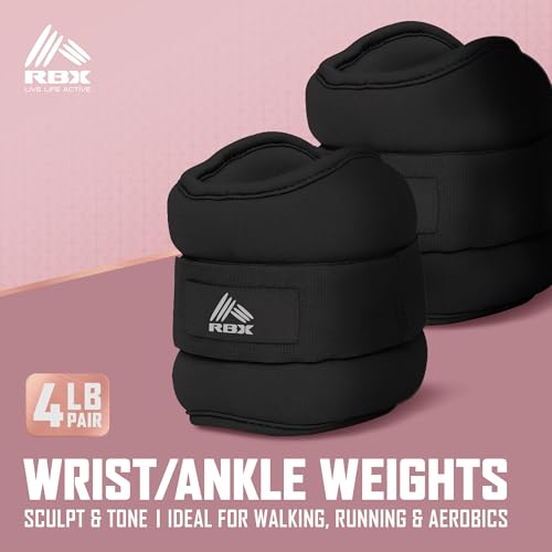 RBX Wrist & Ankle Weights Set, Adjustable Comfort Fit for Training & Toning