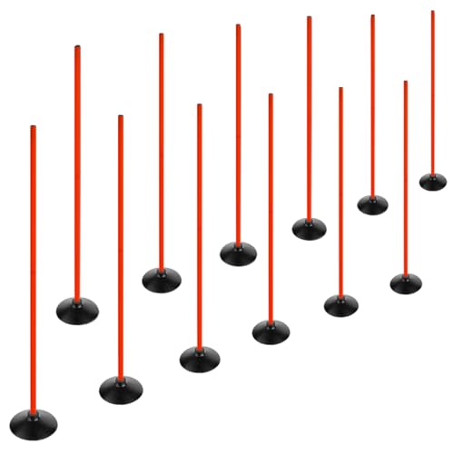 TNZMART 4.9FT Training Agility Poles Detachable Soccer Training Sticks Multi-Purpose Slalom Boundary Poles with Rubber Bases