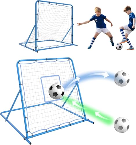 Adjustable Soccer Rebounder Net with Steel Frame Soccer Bounce Back Net Portable Bounce Back Trainer for Passing Practice Outdoor Sports Equipment for Youth & Adult - color: ‎Blue-4×4FT