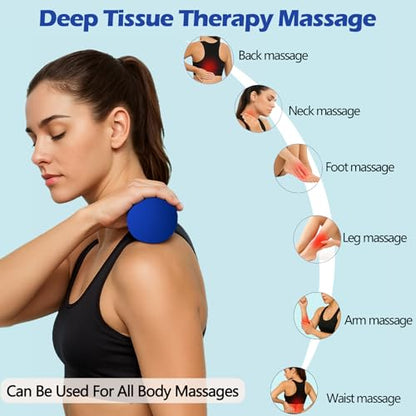 Physical Massage Therapy Ball Set: Lacrosse & Spiky Ball Set for Myofascial Release, Plantar Fasciitis, Stress Relief for Back, Neck, Feet - for Home, Office, Gym - color: Blue-red-