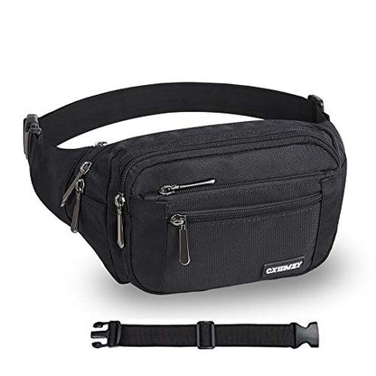 CXWMZY Fanny Packs For Women & Men Waist Pack Hip Bum Bag with Multi-Pockets Large Capacity Waterproof Casual Bum Bag for Disney Traveling Casual Cycling Running Hiking - color: Extender Belt Black