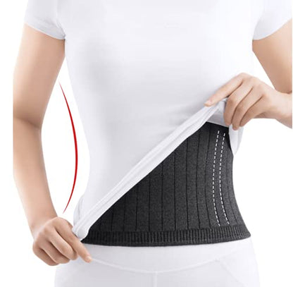 Thermal Cashmere Knit Lumbar Warmer Lower Back Support Belt Brace Stomach Kidney Warmer Abdominal Binder Belly Wrap - color: Grey, size: S-suggest 40-50KG