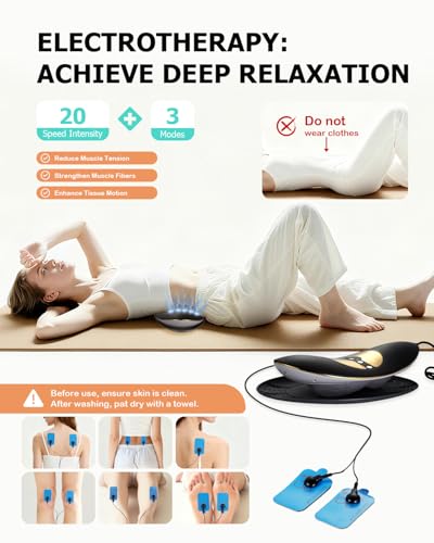 Lumbar Traction Device, Electric Lower Back Stretcher Device with Dynamic Airbag, 3 Level Vibration Massage, Adjustable Temperature from 113 to 131℉ (45 to 55℃), Easy to Use
