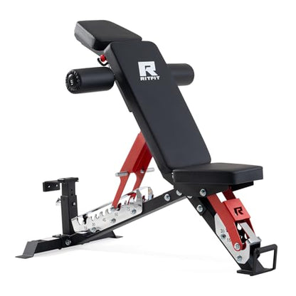 RitFit Adjustable/Foldable Utility Weight Bench for Home Gym - color: RED(3-Section)
