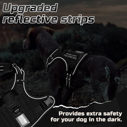rabbitgoo Tactical Dog Harness for X-Large, No Pull Military Service Vest - color: Black, size: X-Large