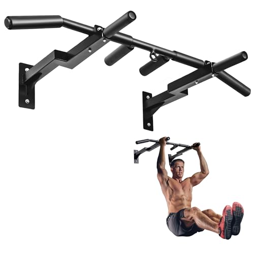 Yes4All Multi-Grip Wall Mount Pull-Up Bar, 16 Inches & 24 Inches Reversible Stud and Wall Compatibility Mounted Pull Up Bar Design, Solid Construction Strength Training - color: A. Wall and 16" or 24" Stud Mounted Chin Up Bar
