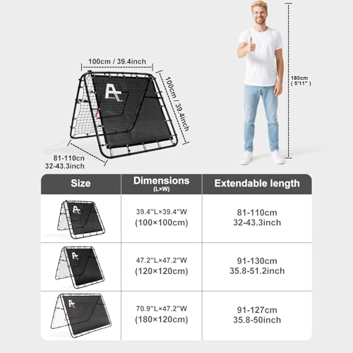 Adjustable Soccer Rebound Net | Double-Angle Soccer Trainer with Steel Frame | Portable Folding Rebounder for Passing & Shooting Practice | Outdoor Sports Equipment for Youth & Adult