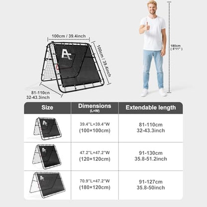 Adjustable Soccer Rebound Net | Double-Angle Soccer Trainer with Steel Frame | Portable Folding Rebounder for Passing & Shooting Practice | Outdoor Sports Equipment for Youth & Adult