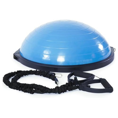 BOSU Pro Balance Trainer, Half-Ball Training Equipment, 300 lb Capacity, Stability Exercise Tool with Resistance Bands Non-Slip Base - color: Blue