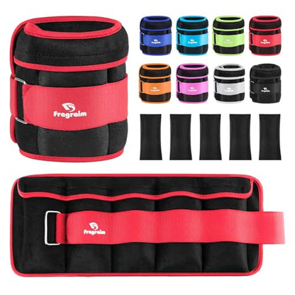 Fragraim Adjustable Ankle Weights 1-3/4/5/6/8/10/12/15/20 LBS Pair with Removable Weight for Jogging, Gymnastics, Aerobics, Physical Therapy - color: Red, style: 2.5 lbs each( 5 lbs pair)