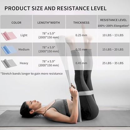 PROIRON 3 Pcs Resistance Bands. Eco Latex Stretch Band, No Toxic Smell. Long Elastic Band, Exercise Bands for Stretching, Physical Therapy, Pilates, Yoga, Gym Home Workout, Strength Training - color: (Pink+Blue+Gray) - 4.9 FT