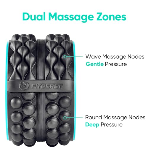 FitBeast Back Roller, Back Wheel Foam Roller - Targeted Muscle Roller for Deep Tissue Massage, Back Stretcher - color: Blue, size: 6''+9''+12''