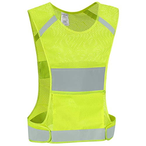 Reflective Running Safety Vest, Hi Vis Biking Walking Gear Men Women - color: Neon Yellow, size: Large