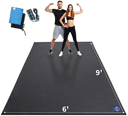 MRO Extra Large Exercise Mat 15'x6'/12'x6'/9'x6'(7mm) - color: Black, size: 9*6 FT