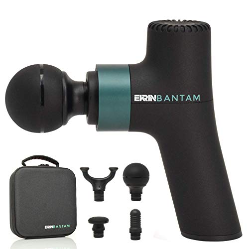 Bantam Mini Massage Gun - Compact Deep Tissue Muscle Massager with Adjustable Speeds & 4 Attachments - Long Battery Life, Lightweight, Travel Friendly