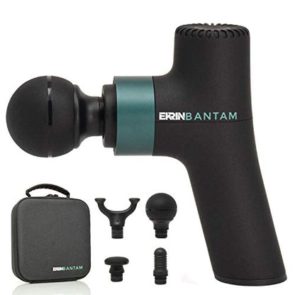 Bantam Mini Massage Gun - Compact Deep Tissue Muscle Massager with Adjustable Speeds & 4 Attachments - Long Battery Life, Lightweight, Travel Friendly