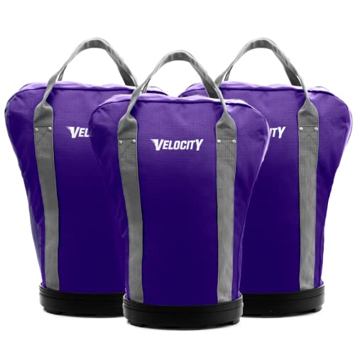 Velocity Heavy Duty Multipurpose Ball Bag with Durable Bottom - Holds up to 60-72 Balls - Ideal for Lacrosse, Baseball, Pickleball, Tennis & More - color: Purple, style: 3 Pack