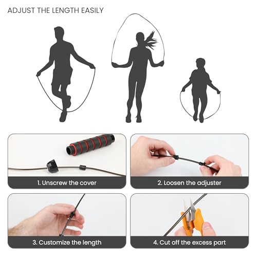 Adjustable Jump Rope for Workout - All-Purpose Exercise Jump Rope Kids & Adults Love with Tangle-Free, Comfortable Foam Handles - Best Slimming, Cardio & Endurance Training