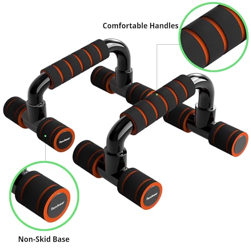 READAEER Push Up Bars Gym Exercise Equipment Fitness 1 Pair Pushup Handles with Cushioned Foam Grip and Non-Slip Sturdy Structure Push Up Bars for Men & Women - color: Orange
