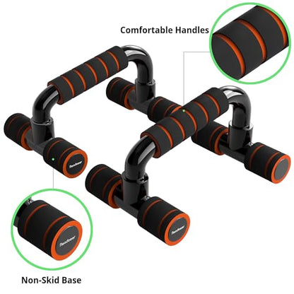 READAEER Push Up Bars Gym Exercise Equipment Fitness 1 Pair Pushup Handles with Cushioned Foam Grip and Non-Slip Sturdy Structure Push Up Bars for Men & Women - color: Orange
