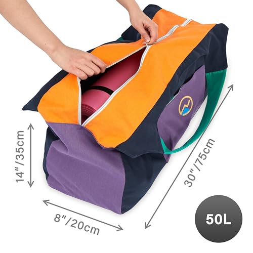 Yoga Bags and Carriers Fits All Your Stuff, Extra Large Yoga Mat Bag Full Zip Yoga Mat Bag with 3 Zipper pockets - color: Black-Multicolor