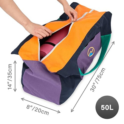 Yoga Bags and Carriers Fits All Your Stuff, Extra Large Yoga Mat Bag Full Zip Yoga Mat Bag with 3 Zipper pockets - color: Black-Multicolor