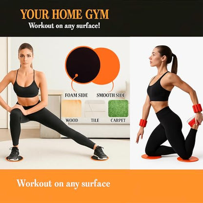 Wrist and Ankle Weights Set with Core Sliders, Adjustable 1lb Each, Sweatproof Design, Portable for Yoga, Pilates, Strength Training, and Home Workouts