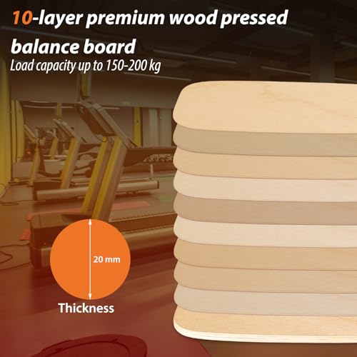 Balance Board for Adults | Wobble Board with Adjustable Stoppers - 3 Different Distance Options | Wooden Balance Boards for Improve Balance, Surf Trainer & Physical Therapy
