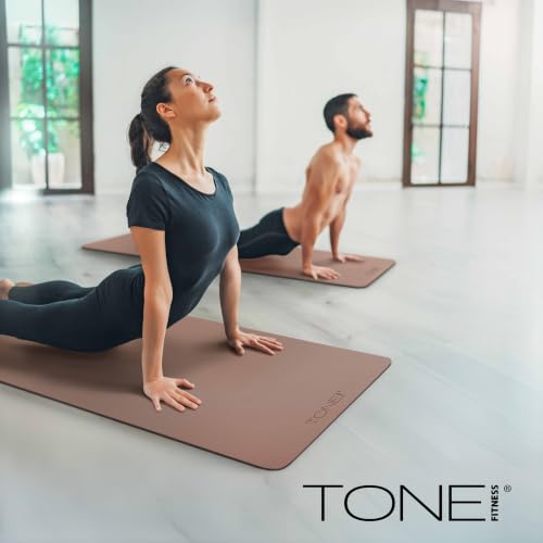 TONE Fitness Yoga Mat 1/4" Thick Non Slip Exercise & Pilates Mat for Home Workouts with Carrying Strap | Multiple Options