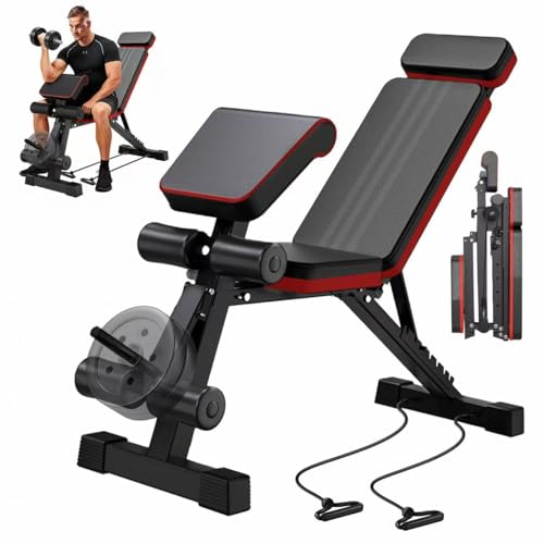 2026 ALSO GO New Adjustable Weight Bench, Workout Benches with Leg Extension, Foldable Incline Decline Bench Press, Roman Chair, Full Body Strength Training Equipment for Home Gym - color: Charcoal