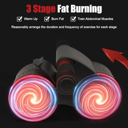 Abdomina Roller Workout Exerciser Equipment , Automatic rebounds Abdominal Wheel , Abdominal Roller Machine with Knee Pad for Abdominal Core Strength Training , Home Gym Fitness for Men Women(Red)
