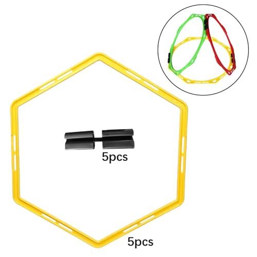 5pcs/ Hex Agility Ring Outdoor Exercise Ring Agility Footwork Training Ring Diameter 50cm - color: Yellow