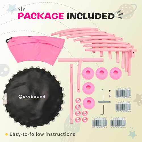 SkyBound 36 Inch Indoor Trampoline for Kids - Kids Trampoline Indoor with Handle - Toddler Trampoline with Upgraded 2.0mm Steel Pipe and Handlebar - Mini Indoor Trampoline for Kids Age 3 and Above - style: Pumpkin