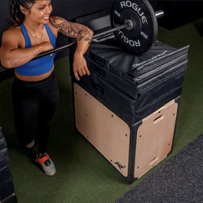 Plyometric Box 3 in 1 Protective Foam and Non Slip Wood plyo Box for Jump Training and Conditioning, Protect Your Shins from Injury!