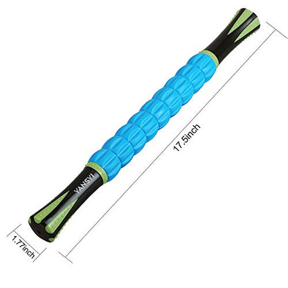 YANSYI Professional 9-Roller Deep Tissue Massage Stick - Portable Muscle Recovery Roller for Athletes, Relieves Post-Workout Soreness & Leg/Back Pain - Portable Physio Tool (Blue 2)