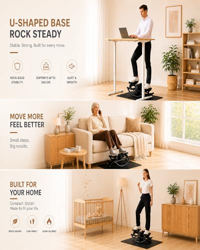 Rock Stepper Side to Side - Mini Stepper Exercise Machine for Home Workout, Rocking Stair Stepper with Resistance Bands & Mat, Portable Workout Equipment & Balance Board Alternative for Adults