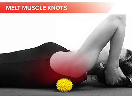 Spiky Massage Balls for Feet, Back, Hands, Muscles - Firm, Medium and Soft Spiked Massager Rollers for Plantar Fasciitis, Exercise, Neuro-Balance, Physical Therapy, 3-inch