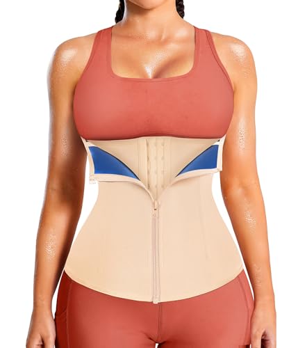 Womens Waist Trainer Corset with Zipper Sweat Waist Trimmer for Women Workout Belt Corset Shapewear